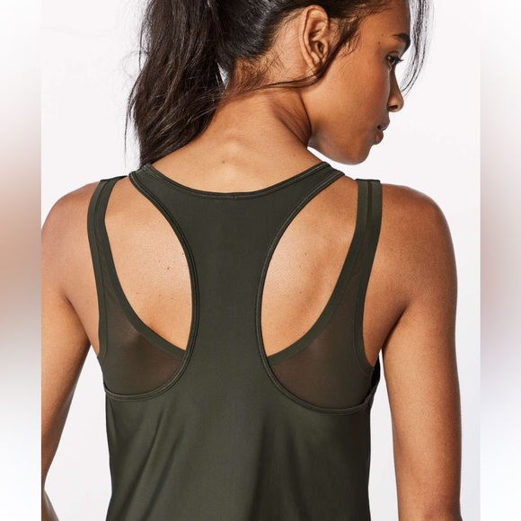 Lululemon Forest Green Tank with Camo Sports Bra - Picture 1 of 5